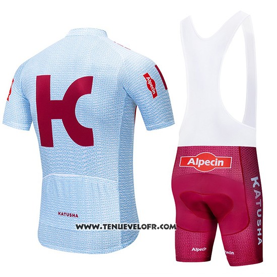 2019 Maillot Ciclismo Katusha Alpecin Lumiere Bleu Rouge Manches Courtes et Cuissard